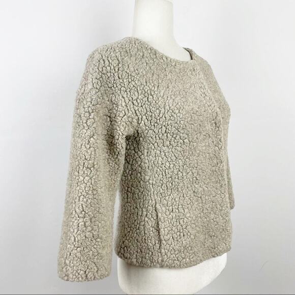 Zara Fleece Sheep Faux Fur Cropped Coat Size XS - Picture 8 of 13